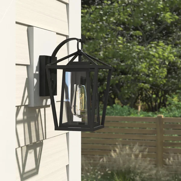 Malia Black Outdoor Wall Lantern 12.25"H x 7"W x 8.35"D