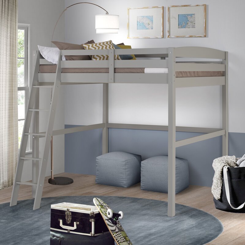Mallika Loft Panel Bed with Desk, Gray - Twin (#K2883)