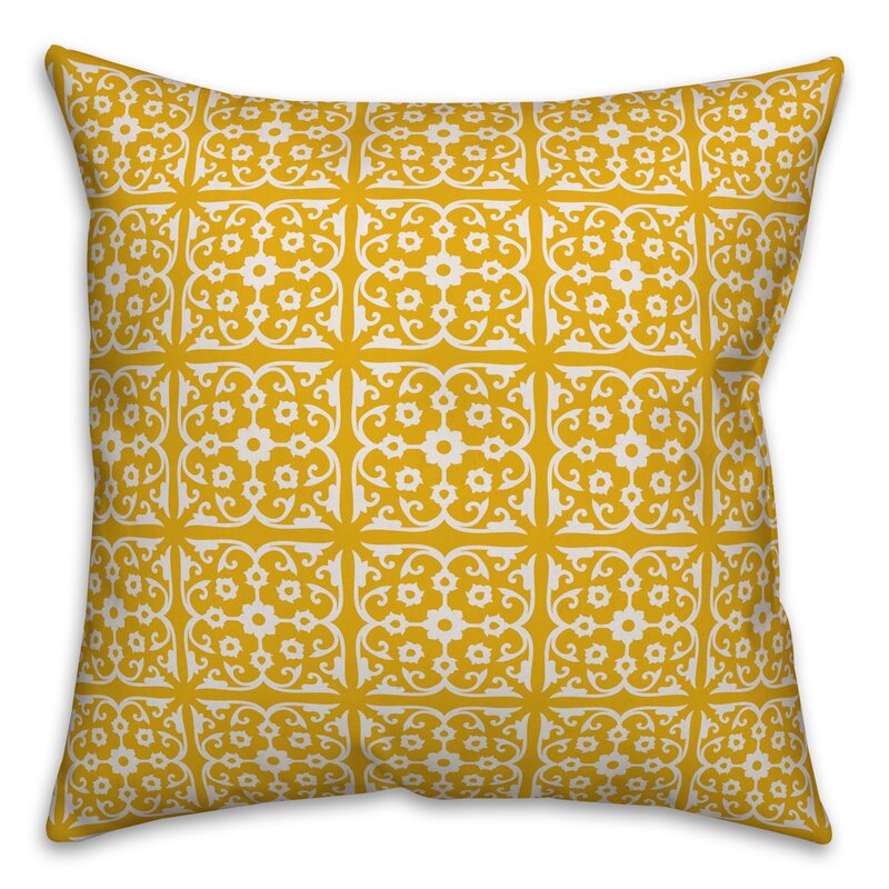 18" x 18" Yellow Manado Tile Throw Pillow LC731