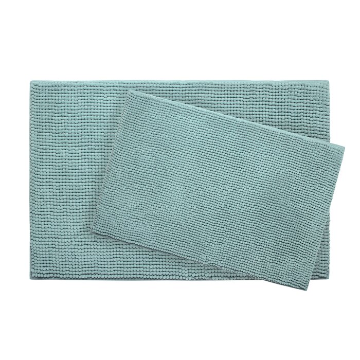 30" x 20" Mancia Plush Chenille Cushioned Rectangle Memory Foam Non-Slip Bath Rug Set (Set of 2)