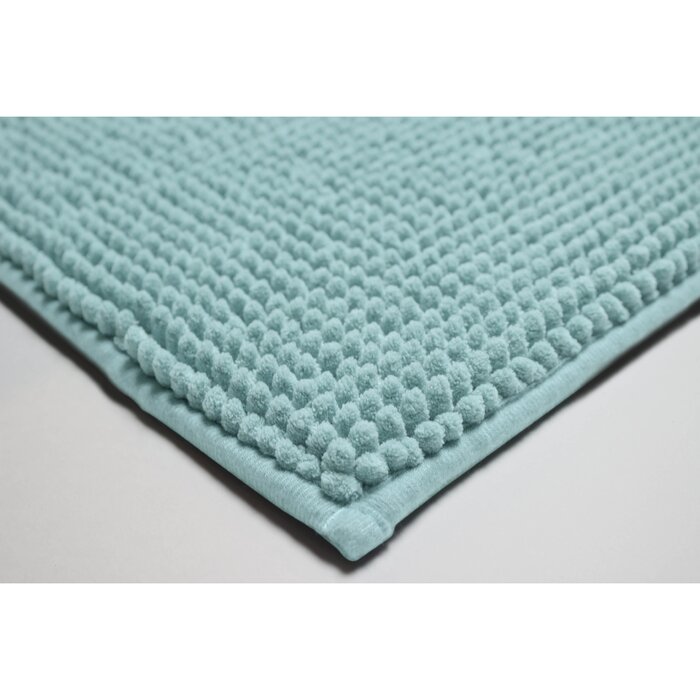 30" x 20" Mancia Plush Chenille Cushioned Rectangle Memory Foam Non-Slip Bath Rug Set (Set of 2)