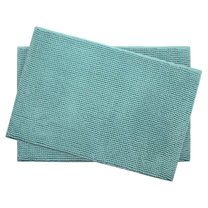 30" x 20" Mancia Plush Chenille Cushioned Rectangle Memory Foam Non-Slip Bath Rug Set (Set of 2)