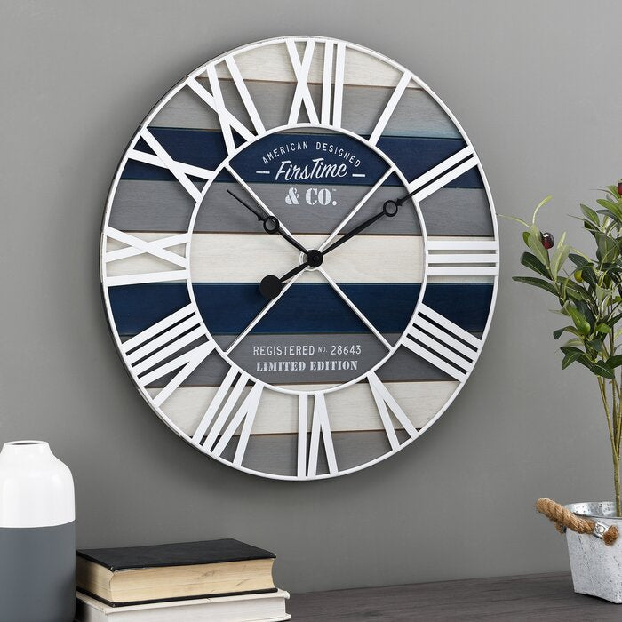 Navy/Gray/White Manhattan Wall Clock