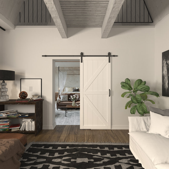 36'' x 84'' Manufactured Wood Rene Barn Door with Installation Hardware Kit