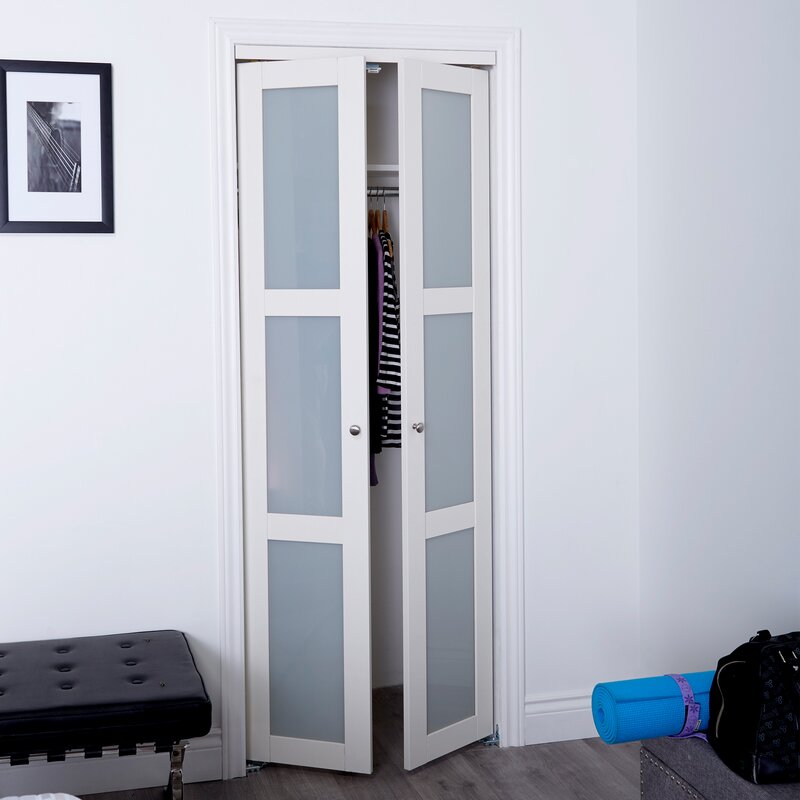 24" x 80" Off White Manufactured Wood and Glass Pivot Door MG522
