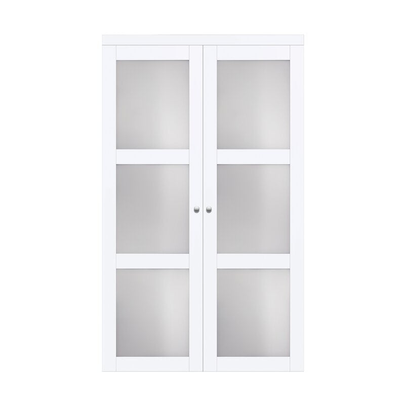 24" x 80" Off White Manufactured Wood and Glass Pivot Door MG522