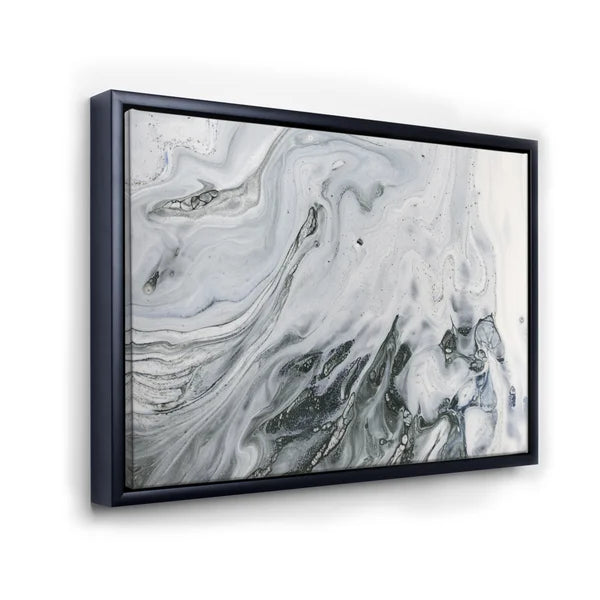 12" H x 20" W x 1" D Marble Gray And White With Golden Power - Painting on Canvas