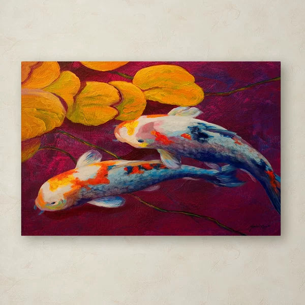 12" H x 19" W Marion Rose Fish by Marion Rose - Wrapped Canvas Painting