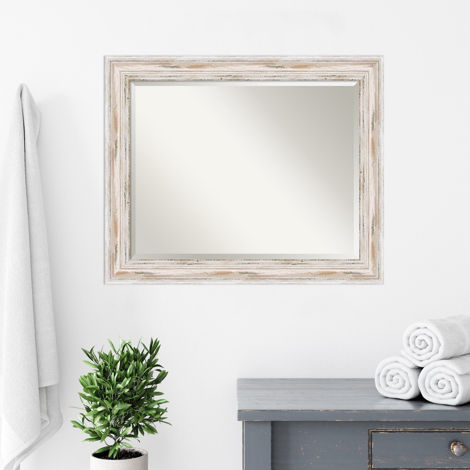 27" H x 33" W Marion Rustic Beveled Accent Mirror TTR293