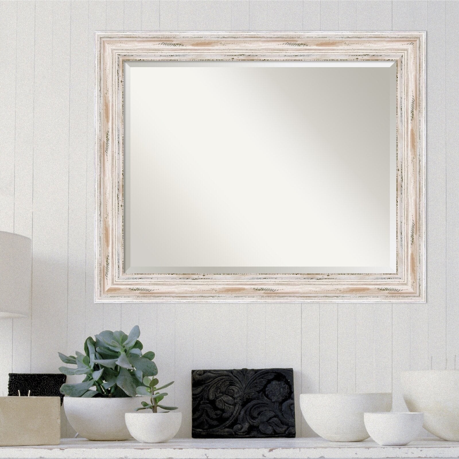 27" H x 33" W Marion Rustic Beveled Accent Mirror TTR293