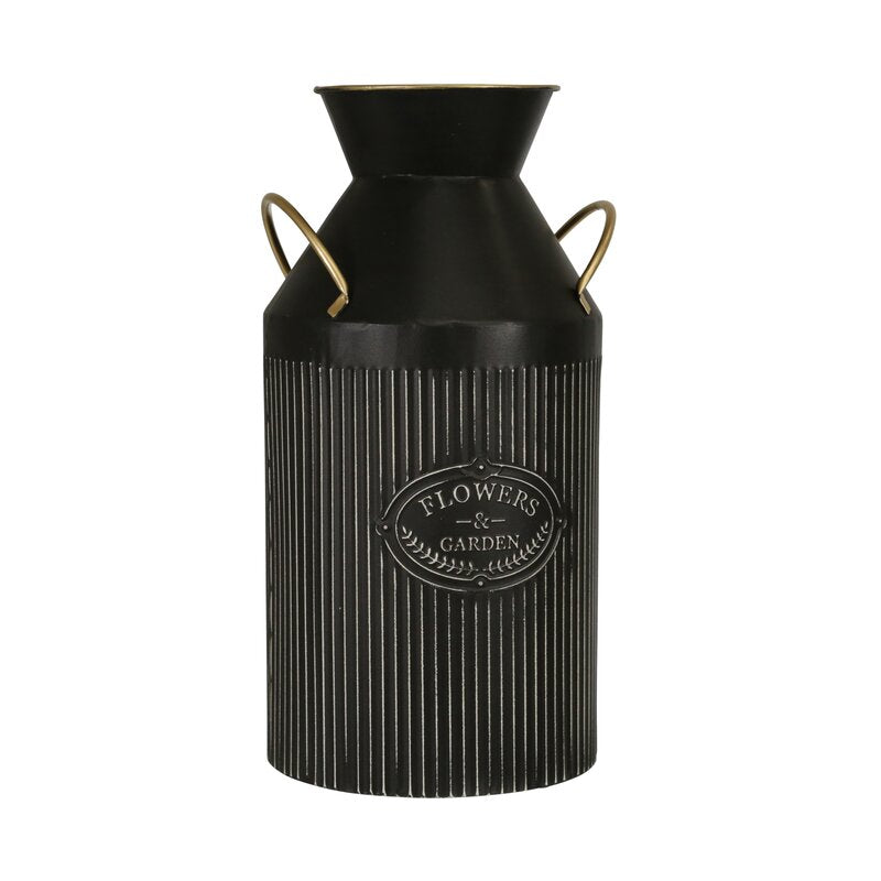 16" H x 8" W x 8" D Marwin Black Indoor / Outdoor Metal Table Vase SHB313