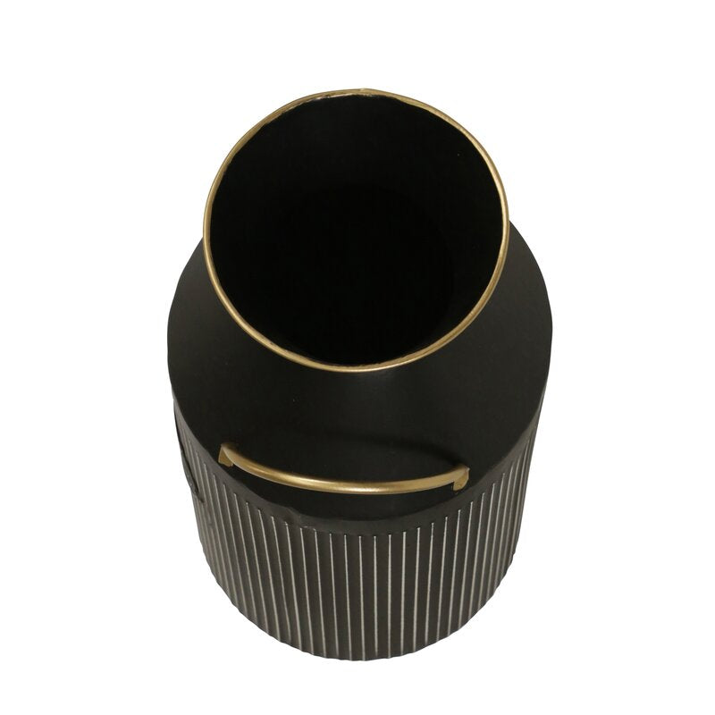 16" H x 8" W x 8" D Marwin Black Indoor / Outdoor Metal Table Vase SHB313