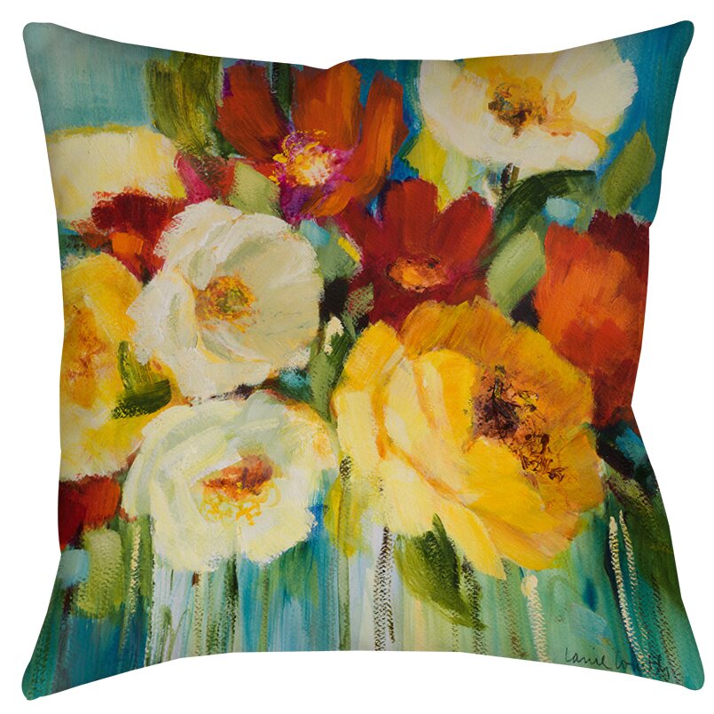 16" H x 16" W x 4" D Blue/Yellow/Beige Marya Printed Throw Pillow SC315