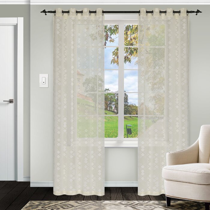 52" W x 84" L Matanna Polyester Sheer Curtain Pair (Set of 2)