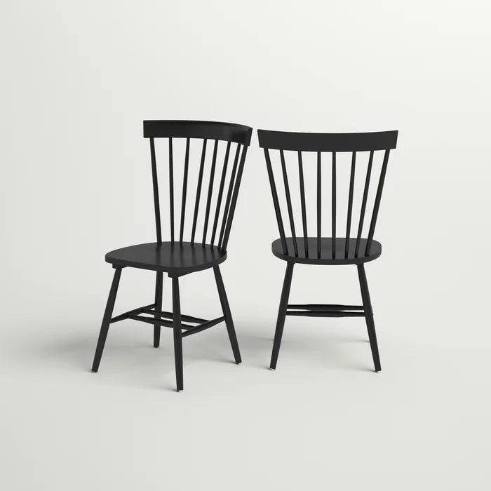 Black Matanna Solid Wood Windsor Back Side Chair (Set of 2)