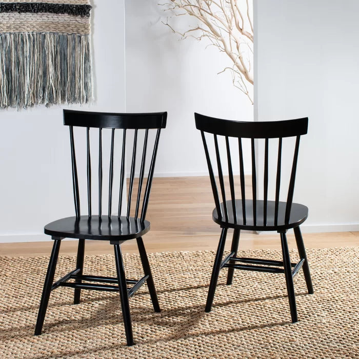 Black Matanna Solid Wood Windsor Back Side Chair (Set of 2)