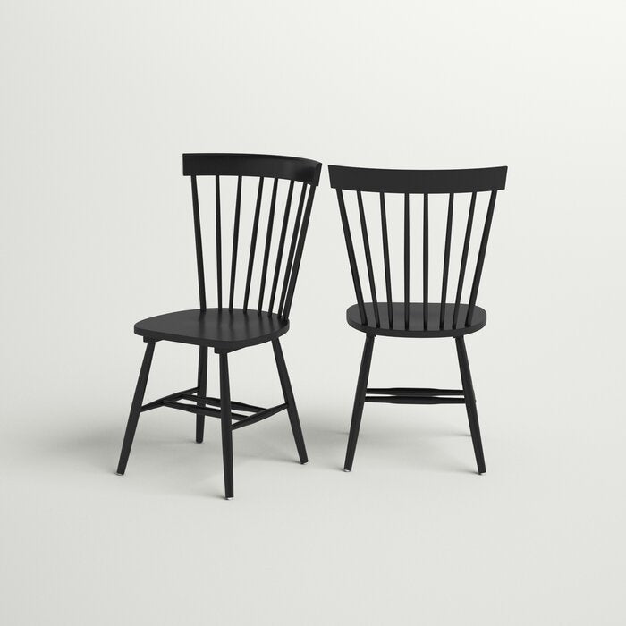 Black Matanna Solid Wood Windsor Back Side Chair (Set of 2)