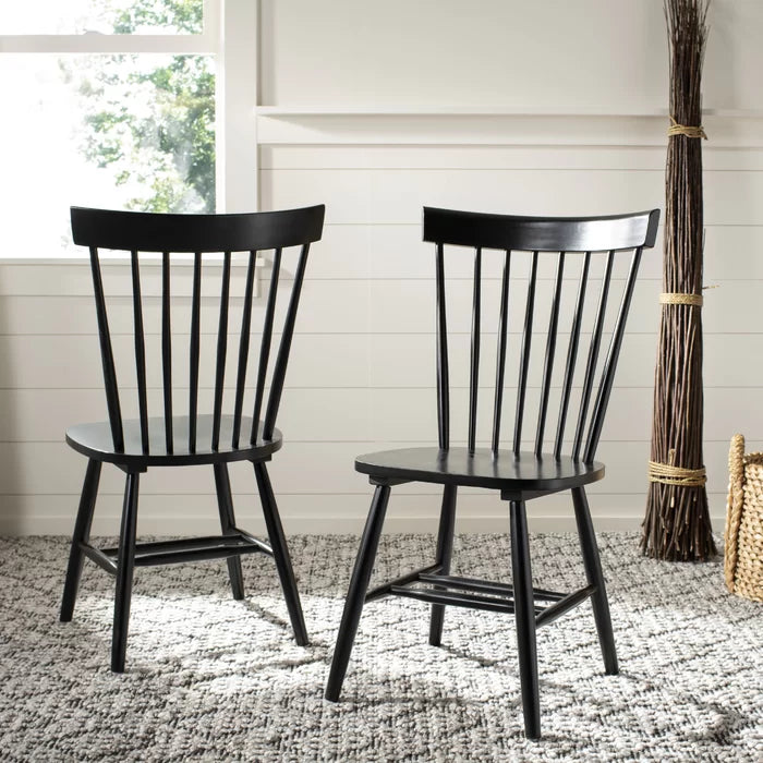 Black Matanna Solid Wood Windsor Back Side Chair (Set of 2)