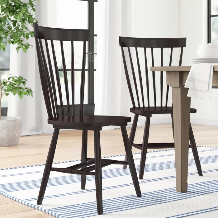 Black Matanna Solid Wood Windsor Back Side Chair (Set of 2)