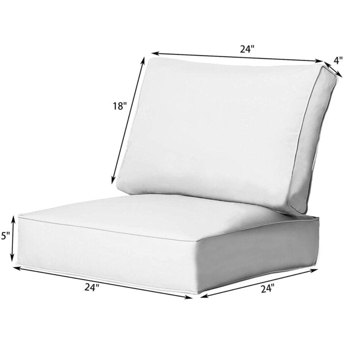 Outdoor Seat/Back Cushion 48'' W x 24'' D with Piping (Set of 2)
