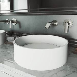 VG04016 Matte Stone White Circular Vessel Bathroom Sink  # 9012