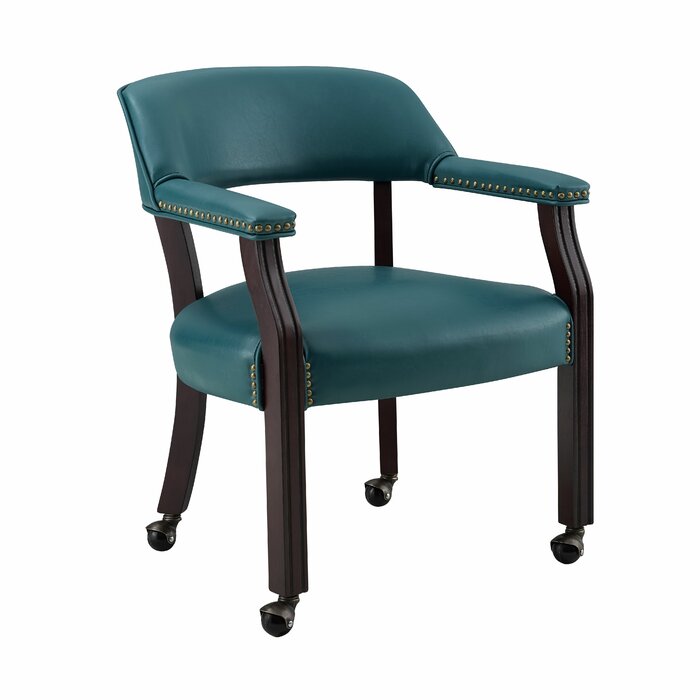 Mcbride Upholstered Solid Wood Arm Chair, Teal (#632)