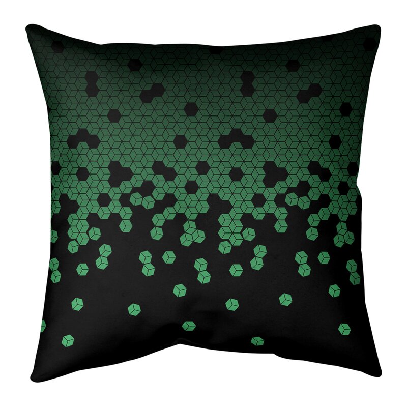 20" x 20" Green Mcguigan Tumbling Cube Indoor/Outdoor Throw Pillow