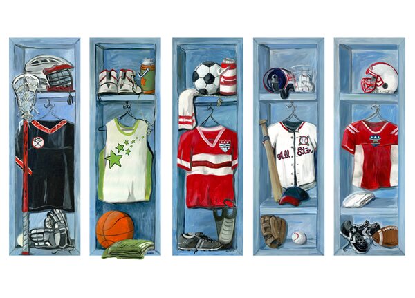 Mckenna 5 Piece Sports Lockers Peel and Place Wall Decal Set CA153