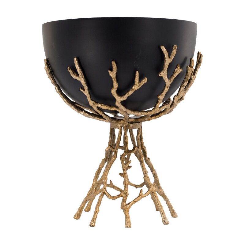 13" H x 11" W x 11" D Gold/Black Meehan Metal Rustic Decorative Bowl SHB280