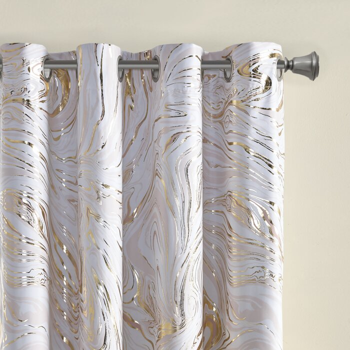 Melodie Abstract Blackout Thermal Grommet Single Curtain Panel (Set of 2) #HA1008