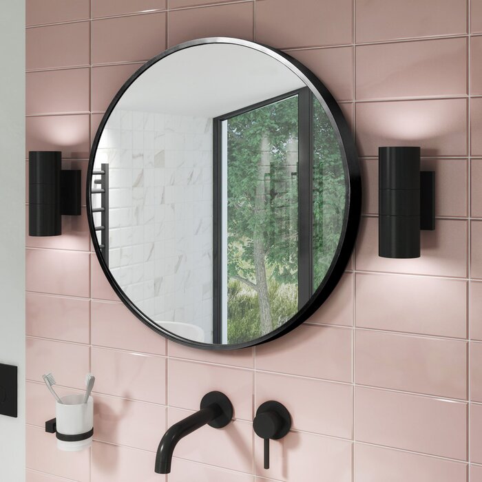 24'' x 24'' Black Menahan Makeup / Shaving Mirror