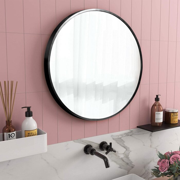 24'' x 24'' Black Menahan Makeup / Shaving Mirror