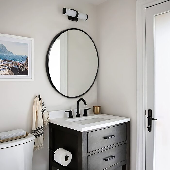 24'' x 24'' Black Menahan Makeup / Shaving Mirror