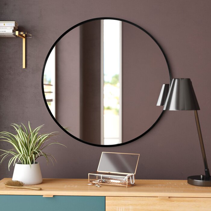 Menahan Round Metal Wall Mirror, 28'' x 28''