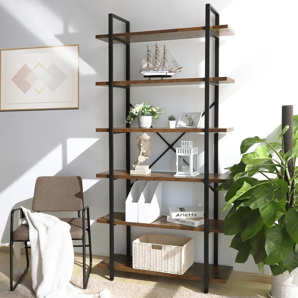 (6 Shelves) 84.6" H x 39.3" W x 13.3" D Menchaca Steel Etagere Bookcase