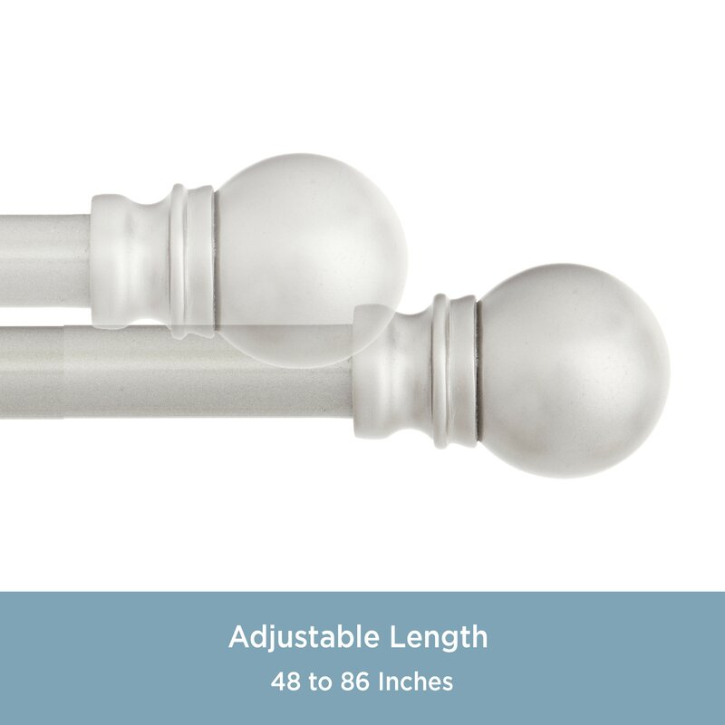 48" - 86" Brushed Nickel Mendoza Single Curtain Rod K8427