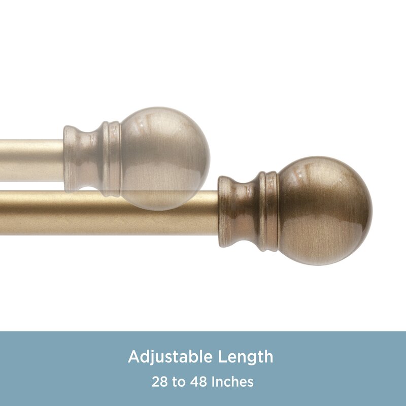 28" - 48" Brushed Brass Mendoza Single Curtain Rod