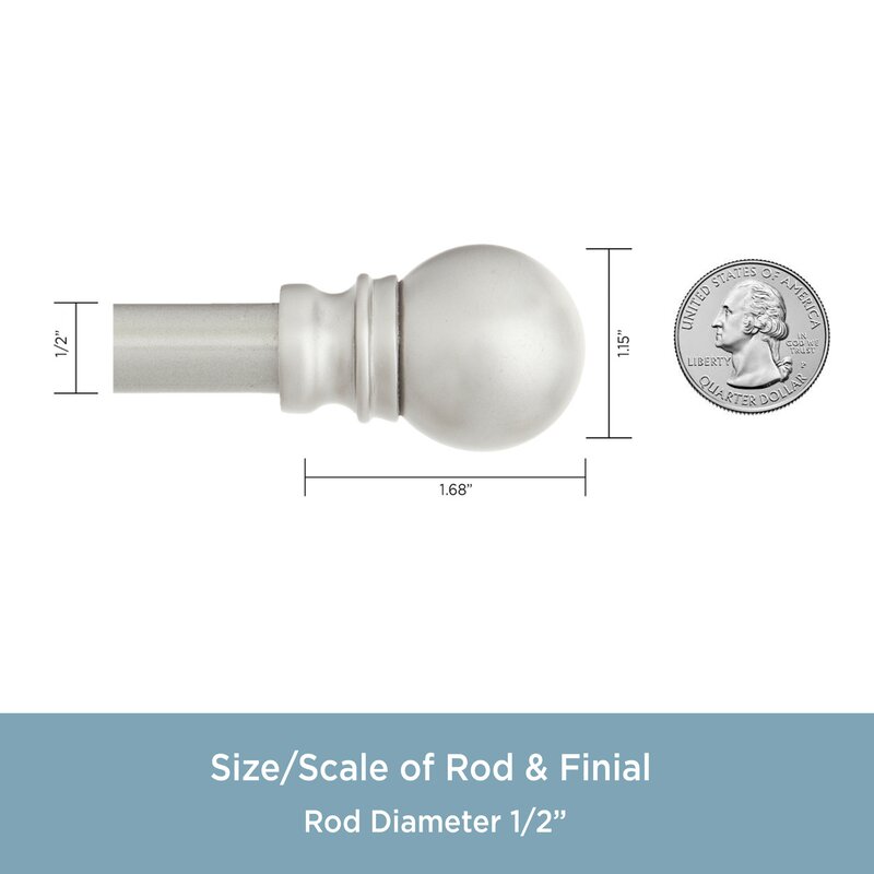 48" - 86" Brushed Nickel Mendoza Single Curtain Rod K8427