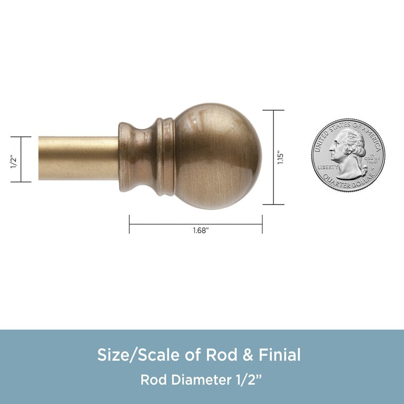 28" - 48" Brushed Brass Mendoza Single Curtain Rod