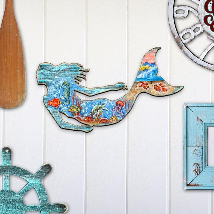 14" H x 24" W x 0.75" D Mermaid Wall Decor