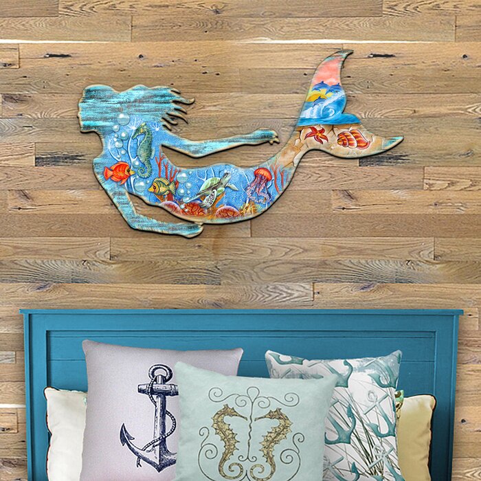 14" H x 24" W x 0.75" D Mermaid Wall Decor