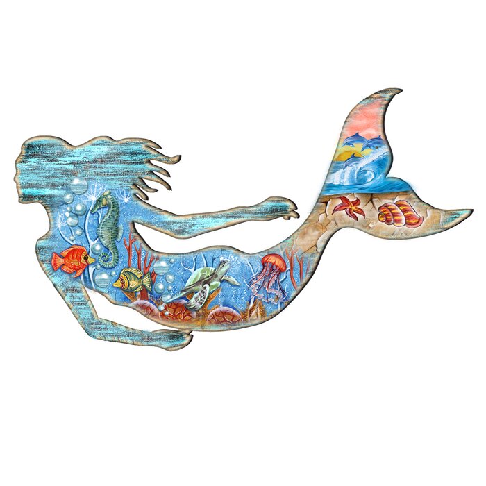 14" H x 24" W x 0.75" D Mermaid Wall Decor