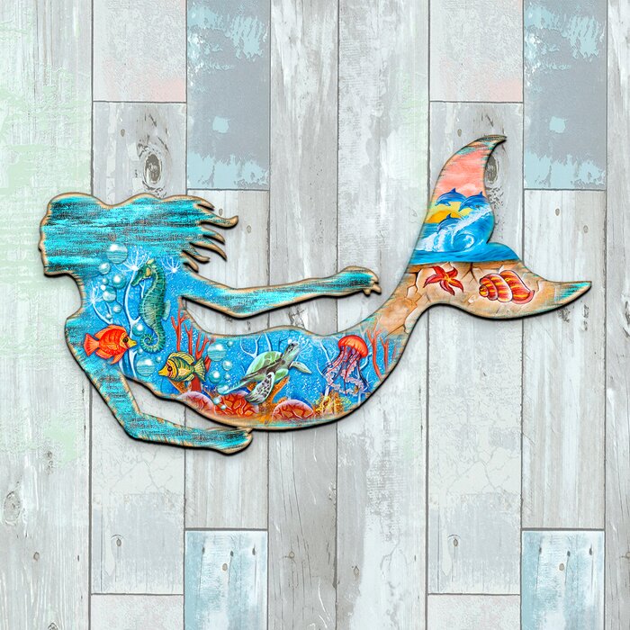 14" H x 24" W x 0.75" D Mermaid Wall Decor
