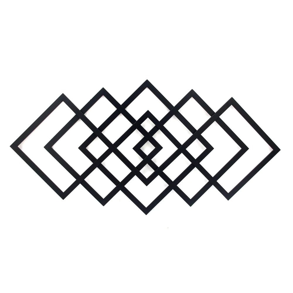 40-inch Black Geometric Diamond Metal Wall Decor
