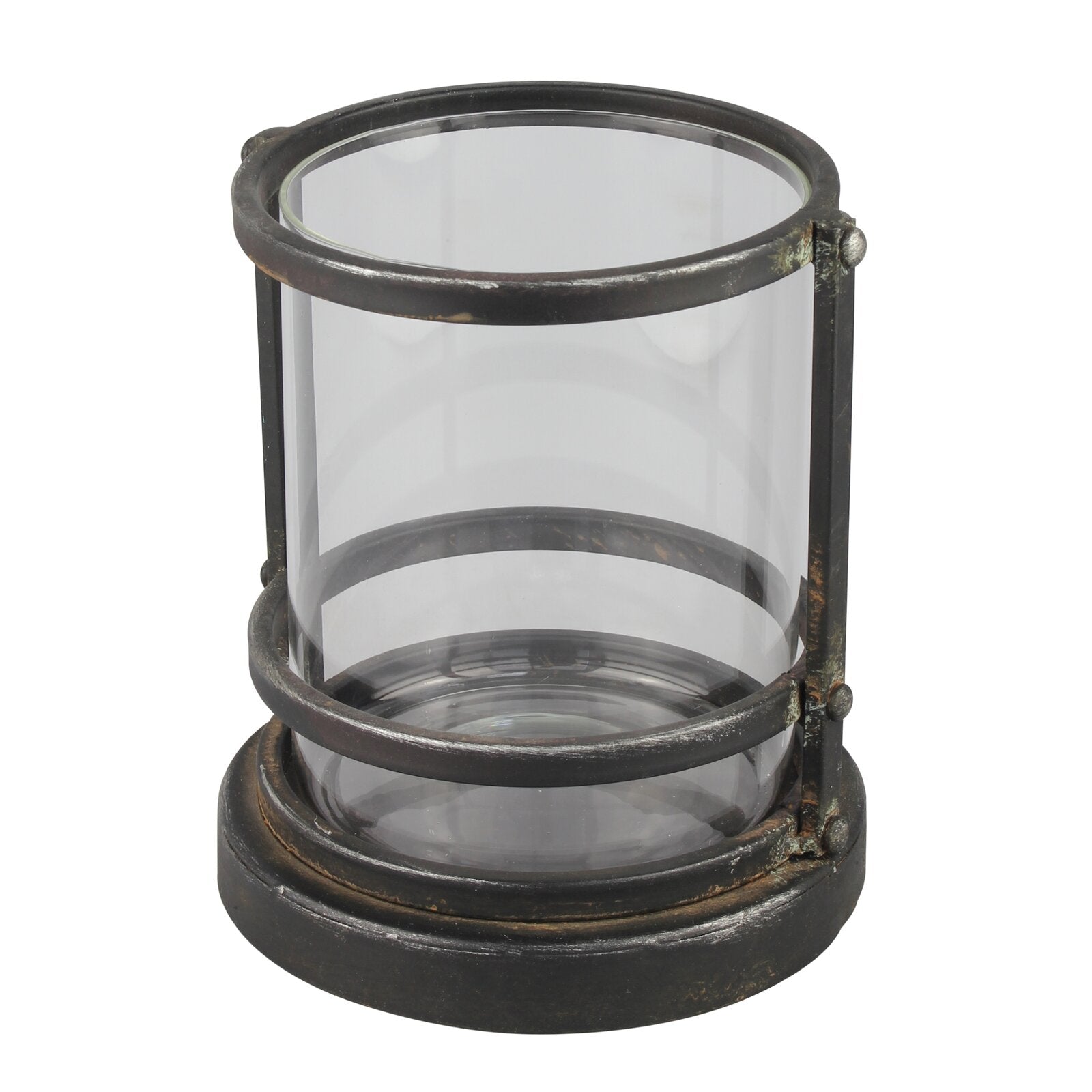 6.96'' H x 6.18'' W x 6.18'' D Black Metal Tabletop Hurricane Holder TTR259