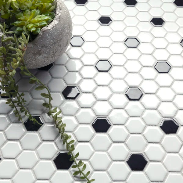 Metro Hex 0.9" x 0.9" Porcelain Honeycomb Mosaic Wall & Floor Tile, 3 boxes