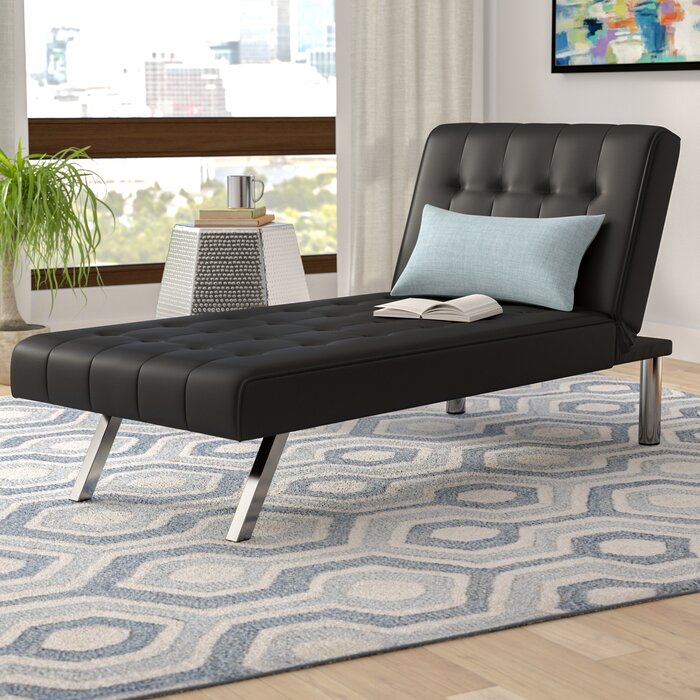 Metzger Convertible Chaise Lounge, Black (#668)