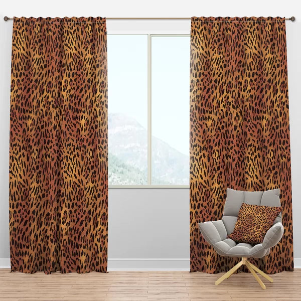 Mid-Century Leopard Print Single Curtain Panel