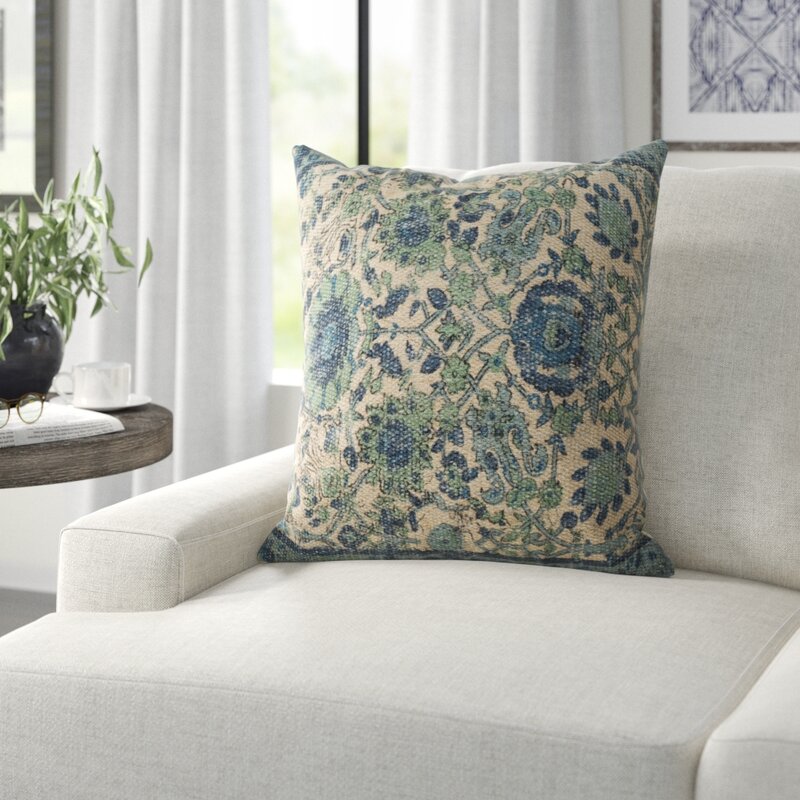 Blue Middlesbrough Floral Throw Pillow Cover LC503