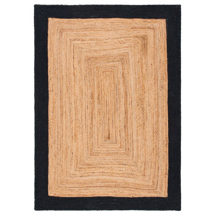 Rectangle 4' x 6' Middleton Handmade Flatweave Beige/Black Rug